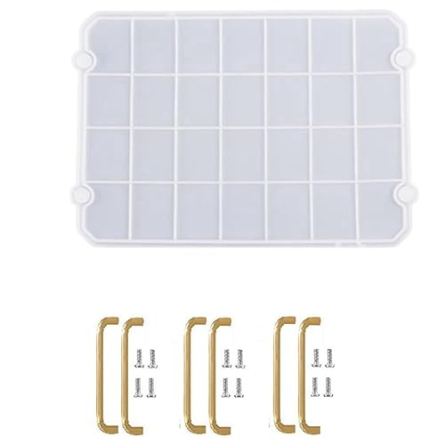 Tixqeaif 1Set Tablettenschimmel mit Goldenen Griffen Flache Tablettenschimmel Harzgussschimmel Epoxy Harzgussschimmel von Tixqeaif