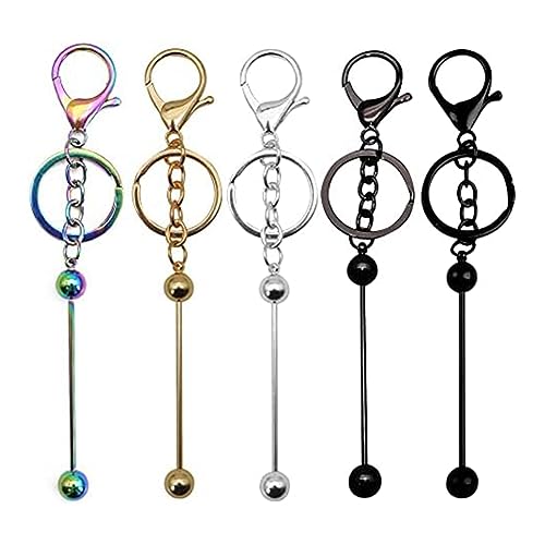 Tixqeaif 5 Stück Perlenbesetzter Schlüsselanhänger-Rohling für DIY-Schmuck, Basteln, Rucksack-Dekoration von Tixqeaif