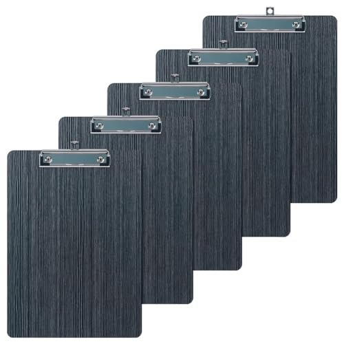 Tixqeaif 5er-Pack Klemmbrett, Klemmbrett Aus, Klemmbrett im A4-Letter-Format, Memo-Klemmbrett, Akten-Klemmbrett mit Holzmaserung, Einfach zu Verwenden von Tixqeaif
