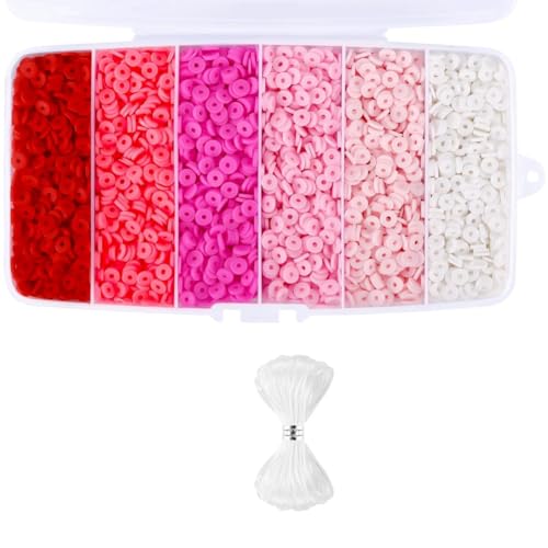 Tixqeaif 6000 Stück Tonperlen für die Herstellung Von Armbändern, Polymer-Tonperlen, Flache, Runde Tonscheiben-Perlen für die Schmuckherstellung, 6 Mm, Rosa, Langlebig Tixqeaif 6000 Stück Tonperlen für die Herstellung Von Armbändern, Polymer-Tonperlen, Flache, Runde Tonscheiben-Perlen für die Schmuckherstellung, 6 Mm, Rosa, Langlebig von Tixqeaif