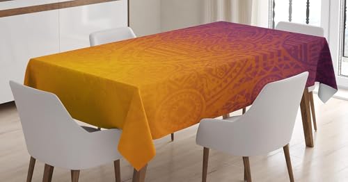 Tischdecke Outdoor Afrikanische Muster Tischdecken Abwaschbar 3D Orange Farbe Tischdecke Wetterfest Wasserdicht für Party Biertisch, 140x260 cm Q/P3919 von Tizhweqo