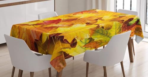 Tischdecke Outdoor Ahornblatt Tischdecken Abwaschbar 3D Herbst Tischdecke Wetterfest Wasserdicht für Party Biertisch, 90x90 cm P/Q2698 von Tizhweqo