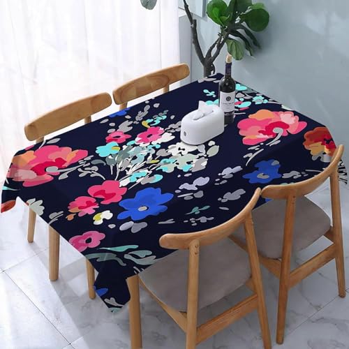 Tischdecke Outdoor Aquarellblumen Tischdecken Abwaschbar 3D Abstrakt Tischdecke Wetterfest Wasserdicht für Party Biertisch, 150x150 cm Q.P1965 von Tizhweqo