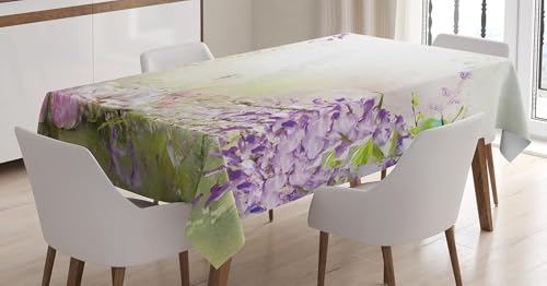 Tischdecke Outdoor Aquarellblumen Tischdecken Abwaschbar 3D Gartenszene Tischdecke Wetterfest Wasserdicht für Party Biertisch, 150x150 cm Q/P4145 von Tizhweqo