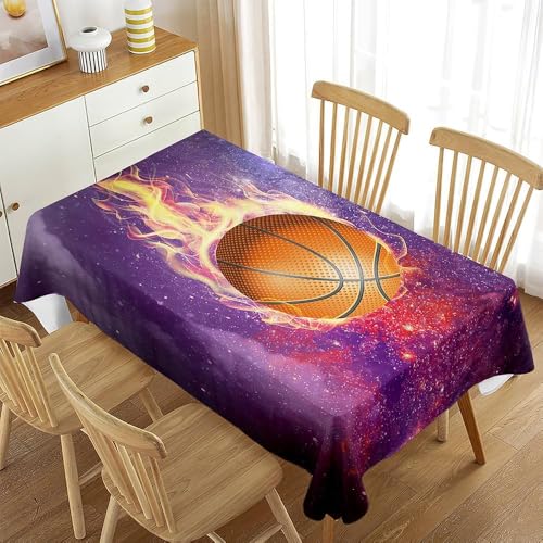 Tischdecke Outdoor Basketball Tischdecken Abwaschbar 3D Basketball Tischdecke Wetterfest Wasserdicht für Party Biertisch, 140x240 cm Q/P1776 von Tizhweqo