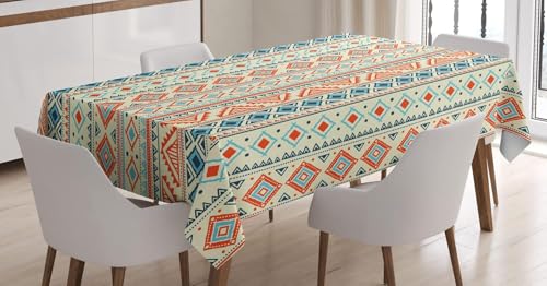 Tischdecke Outdoor Bohemien Tischdecken Abwaschbar 3D Geometrische Muster Tischdecke Wetterfest Wasserdicht für Party Biertisch, 140x200 cm Q/P3827 von Tizhweqo