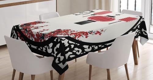 Tischdecke Outdoor Chinesisches Thema Tischdecken Abwaschbar 3D Pflaumenbossom Tischdecke Wetterfest Wasserdicht für Party Biertisch, 140x140 cm Q/P3734 von Tizhweqo