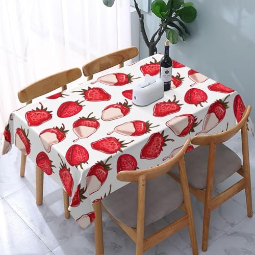 Tischdecke Outdoor Erdbeere Tischdecken Abwaschbar 3D Erdbeere Tischdecke Wetterfest Wasserdicht für Party Biertisch, 140x140 cm Q.P1994 von Tizhweqo