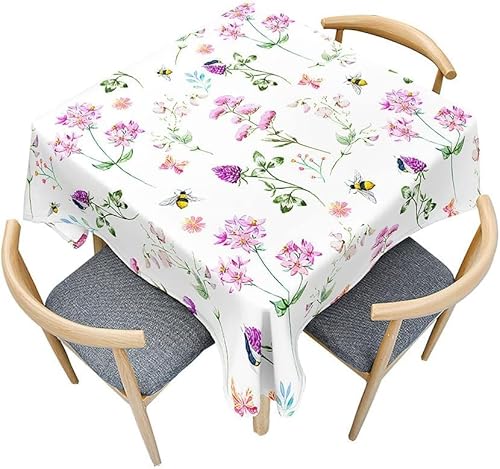 Tischdecke Outdoor Garten Tischdecken Abwaschbar 3D Blumen Tischdecke Wetterfest Wasserdicht für Party Biertisch, 140x140 cm Q/P2276 von Tizhweqo