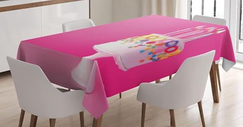 Tischdecke Outdoor Geburtstagskuchen Tischdecken Abwaschbar 3D Rosa Tischdecke Wetterfest Wasserdicht für Party Biertisch, 100x100 cm Q/P4103 von Tizhweqo