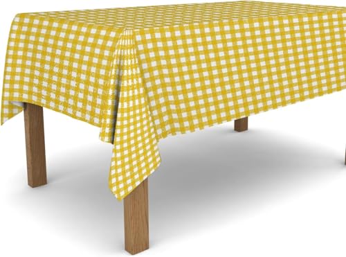 Tischdecke Outdoor Gelb Kariert Tischdecken Abwaschbar 3D Geometrische Muster Tischdecke Wetterfest Wasserdicht für Party Biertisch, 140x140 cm Q/P2944 Tischdecke Outdoor Gelb Kariert Tischdecken Abwaschbar 3D Geometrische Muster Tischdecke Wetterfest Wasserdicht für Party Biertisch, 140x140 cm Q/P2944 von Tizhweqo