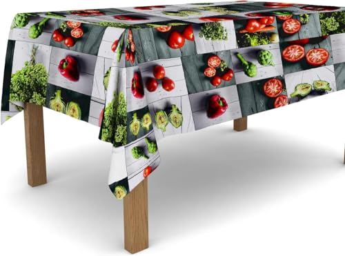 Tischdecke Outdoor Gemüse Tischdecken Abwaschbar 3D Küche Tischdecke Wetterfest Wasserdicht für Party Biertisch, 140x140 cm Q/P4024 von Tizhweqo