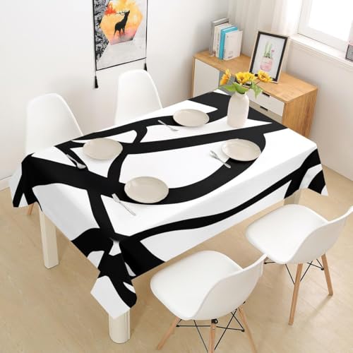 Tischdecke Outdoor Geometrische Linien Tischdecken Abwaschbar 3D Schwarz Und Weiß Tischdecke Wetterfest Wasserdicht für Weihnachten Party Biertisch, 100x100 cm E/F467 von Tizhweqo