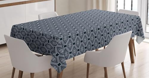 Tischdecke Outdoor Geometrische Muster Tischdecken Abwaschbar 3D Dunkelblau Tischdecke Wetterfest Wasserdicht für Party Biertisch, 100x100 cm Q/P3873 von Tizhweqo