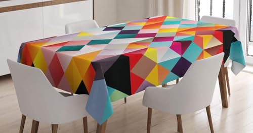 Tischdecke Outdoor Geometrische Muster Tischdecken Abwaschbar 3D Farbe Tischdecke Wetterfest Wasserdicht für Party Biertisch, 140x140 cm Q/P3704 von Tizhweqo