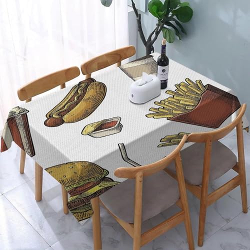 Tischdecke Outdoor Hamburger Tischdecken Abwaschbar 3D Pommes Frites Tischdecke Wetterfest Wasserdicht für Party Biertisch, 140x260 cm Q.P999 Tischdecke Outdoor Hamburger Tischdecken Abwaschbar 3D Pommes Frites Tischdecke Wetterfest Wasserdicht für Party Biertisch, 140x260 cm Q.P999 von Tizhweqo