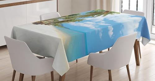 Tischdecke Outdoor Hawaii Tischdecken Abwaschbar 3D Tropische Palmen Tischdecke Wetterfest Wasserdicht für Party Biertisch, 100x100 cm Q/P4093 von Tizhweqo