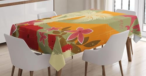 Tischdecke Outdoor Hawaii Tischdecken Abwaschbar 3D Tropische Palmen Tischdecke Wetterfest Wasserdicht für Party Biertisch, 140x200 cm Q/P3837 von Tizhweqo