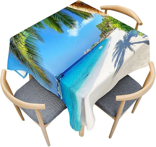 Tischdecke Outdoor Hawaii Tischdecken Abwaschbar 3D Tropischer Meerblick Tischdecke Wetterfest Wasserdicht für Party Biertisch, 150x150 cm Q.P2545 Tischdecke Outdoor Hawaii Tischdecken Abwaschbar 3D Tropischer Meerblick Tischdecke Wetterfest Wasserdicht für Party Biertisch, 150x150 cm Q.P2545 von Tizhweqo