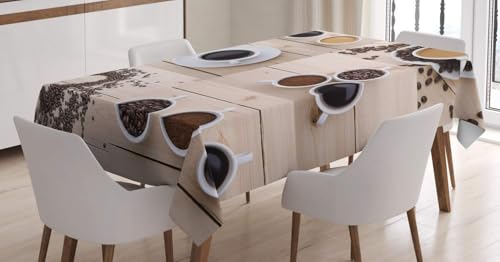 Tischdecke Outdoor Kaffee Tischdecken Abwaschbar 3D Kaffeebohnen Tischdecke Wetterfest Wasserdicht für Party Biertisch, 100x100 cm Q/P4083 von Tizhweqo
