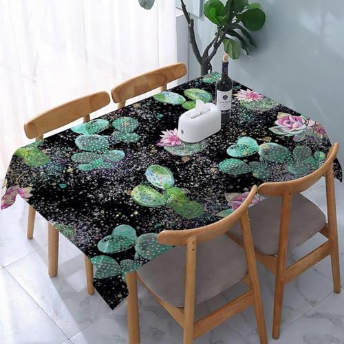 Tischdecke Outdoor Kaktus Tischdecken Abwaschbar 3D Blumen Tischdecke Wetterfest Wasserdicht für Party Biertisch, 140x260 cm Q.P2099 von Tizhweqo