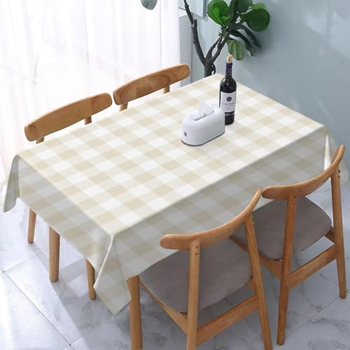 Tischdecke Outdoor Karomuster Tischdecken Abwaschbar 3D Khaki Tischdecke Wetterfest Wasserdicht für Party Biertisch, 100x100 cm Q.P2013 von Tizhweqo