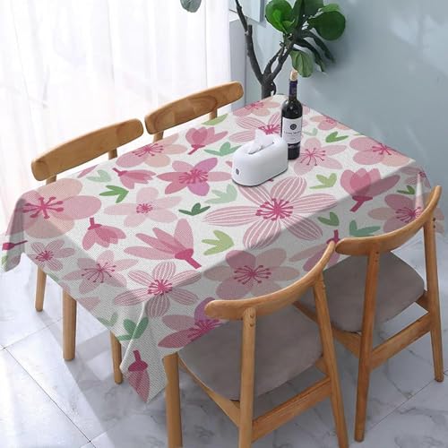 Tischdecke Outdoor Kirschblüte Tischdecken Abwaschbar 3D Rosa Blumen Tischdecke Wetterfest Wasserdicht für Party Biertisch, 140x140 cm Q.P1844 von Tizhweqo