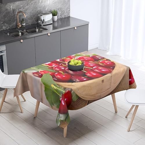 Tischdecke Outdoor Kirsche Tischdecken Abwaschbar 3D Kirsche Tischdecke Wetterfest Wasserdicht für Party Biertisch, 150x150 cm Q/P2261 von Tizhweqo