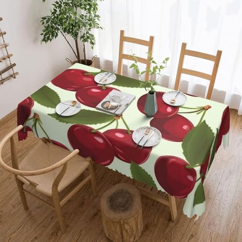 Tischdecke Outdoor Kirsche Tischdecken Abwaschbar 3D Obst Tischdecke Wetterfest Wasserdicht für Party Biertisch, 140x140 cm Q/P5424 von Tizhweqo