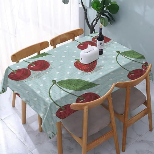 Tischdecke Outdoor Kirsche Tischdecken Abwaschbar 3D Punkte Tischdecke Wetterfest Wasserdicht für Party Biertisch, 100x100 cm Q.P2063 von Tizhweqo