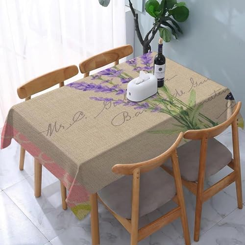 Tischdecke Outdoor Lavendel Tischdecken Abwaschbar 3D Lila Blumen Tischdecke Wetterfest Wasserdicht für Party Biertisch, 140x240 cm Q.P2148 von Tizhweqo