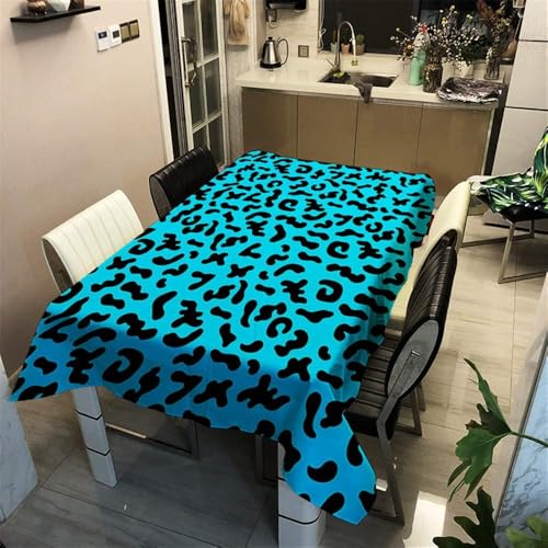 Tischdecke Outdoor Leopardenmuster Tischdecken Abwaschbar 3D Blau Tischdecke Wetterfest Wasserdicht für Party Biertisch, 90x90 cm Q.P1862 von Tizhweqo