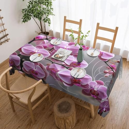 Tischdecke Outdoor Lila Orchidee Tischdecken Abwaschbar 3D Orchideen Tischdecke Wetterfest Wasserdicht für Party Biertisch, 140x200 cm Q.P1717 von Tizhweqo