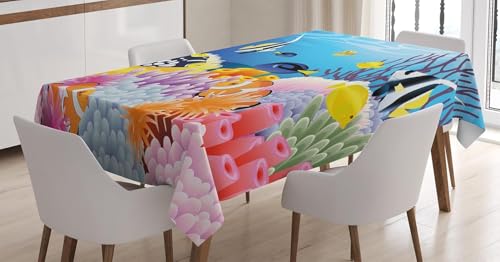 Tischdecke Outdoor Meer-Thema Tischdecken Abwaschbar 3D Fisch Tischdecke Wetterfest Wasserdicht für Party Biertisch, 150x150 cm Q/P2785 Tischdecke Outdoor Meer-Thema Tischdecken Abwaschbar 3D Fisch Tischdecke Wetterfest Wasserdicht für Party Biertisch, 150x150 cm Q/P2785 von Tizhweqo
