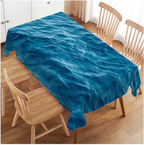 Tischdecke Outdoor Meer Tischdecken Abwaschbar 3D Blaues Meer Tischdecke Wetterfest Wasserdicht für Party Biertisch, 140x240 cm A/C928 von Tizhweqo
