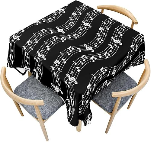 Tischdecke Outdoor Notenblatt Tischdecken Abwaschbar 3D Musiknoten Tischdecke Wetterfest Wasserdicht für Party Biertisch, 140x240 cm Q.P1368 von Tizhweqo