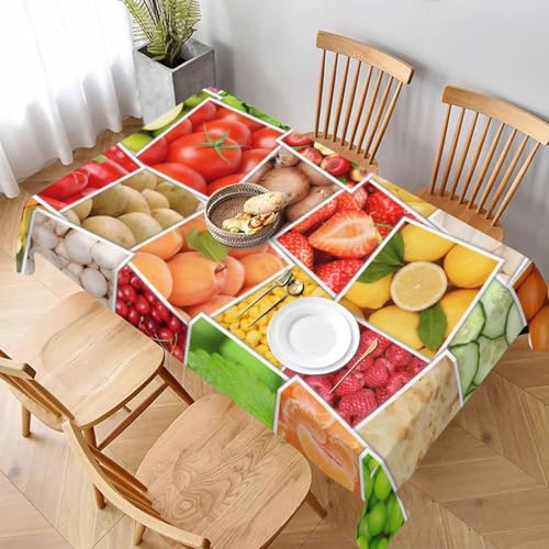Tischdecke Outdoor Obst Tischdecken Abwaschbar 3D Gemüse Tischdecke Wetterfest Wasserdicht für Party Biertisch, 100x100 cm Q.P1813 von Tizhweqo