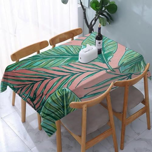 Tischdecke Outdoor Palmblätter Tischdecken Abwaschbar 3D Tropische Pflanzen Tischdecke Wetterfest Wasserdicht für Party Biertisch, 90x90 cm Q.P1932 von Tizhweqo