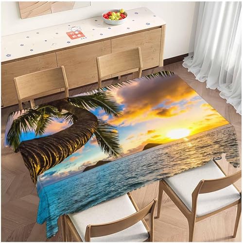Tischdecke Outdoor Palmen Tischdecken Abwaschbar 3D Meerblick Bei Sonnenuntergang Tischdecke Wetterfest Wasserdicht für Party Biertisch, 150x150 cm Q/P4575 Tischdecke Outdoor Palmen Tischdecken Abwaschbar 3D Meerblick Bei Sonnenuntergang Tischdecke Wetterfest Wasserdicht für Party Biertisch, 150x150 cm Q/P4575 von Tizhweqo
