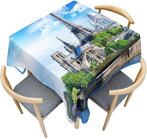 Tischdecke Outdoor Paris Tischdecken Abwaschbar 3D Urbane Architektur Tischdecke Wetterfest Wasserdicht für Party Biertisch, 140x240 cm Q/P2576 von Tizhweqo