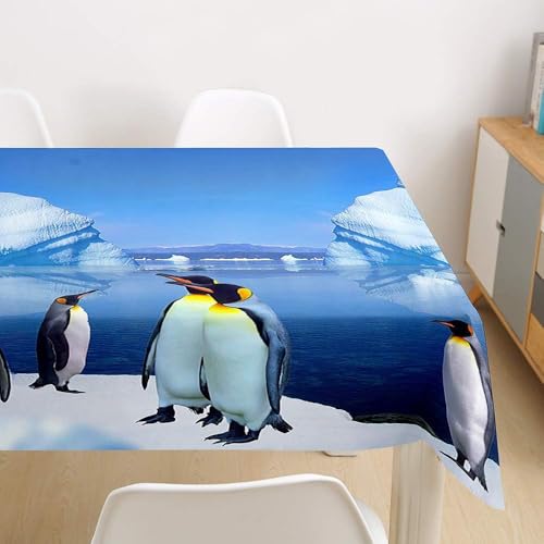 Tischdecke Outdoor Pinguin Tischdecken Abwaschbar 3D Gletscher Tischdecke Wetterfest Wasserdicht für Party Biertisch, 140x240 cm Q/P1488 von Tizhweqo