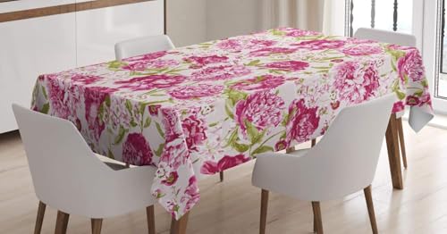Tischdecke Outdoor Rosa Blüten Tischdecken Abwaschbar 3D Gartenszene Tischdecke Wetterfest Wasserdicht für Party Biertisch, 100x100 cm Q/P4133 von Tizhweqo