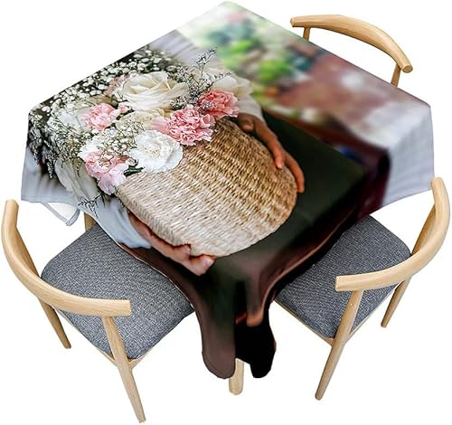 Tischdecke Outdoor Rose Tischdecken Abwaschbar 3D Blumenkorb Tischdecke Wetterfest Wasserdicht für Party Biertisch, 90x90 cm Q.P922 Tischdecke Outdoor Rose Tischdecken Abwaschbar 3D Blumenkorb Tischdecke Wetterfest Wasserdicht für Party Biertisch, 90x90 cm Q.P922 von Tizhweqo