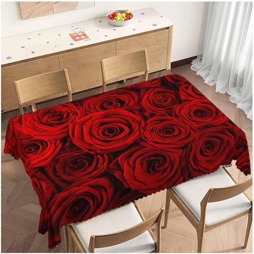Tischdecke Outdoor Rote Rose Tischdecken Abwaschbar 3D Romantisches Thema Tischdecke Wetterfest Wasserdicht für Party Biertisch, 140x180 cm Q/P2816 Tischdecke Outdoor Rote Rose Tischdecken Abwaschbar 3D Romantisches Thema Tischdecke Wetterfest Wasserdicht für Party Biertisch, 140x180 cm Q/P2816 von Tizhweqo