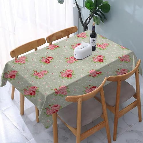 Tischdecke Outdoor Rote Rosen Tischdecken Abwaschbar 3D Gartenszene Tischdecke Wetterfest Wasserdicht für Party Biertisch, 150x150 cm Q.P1805 von Tizhweqo