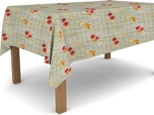Tischdecke Outdoor Roter Mohn Tischdecken Abwaschbar 3D Weizen Tischdecke Wetterfest Wasserdicht für Party Biertisch, 90x90 cm Q/P6332 von Tizhweqo