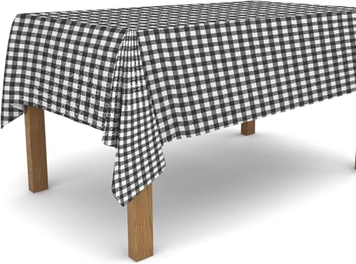 Tischdecke Outdoor Schwarz-Weiß Kariert Tischdecken Abwaschbar 3D Geometrische Muster Tischdecke Wetterfest Wasserdicht für Party Biertisch, 150x150 cm Q/P3975 von Tizhweqo