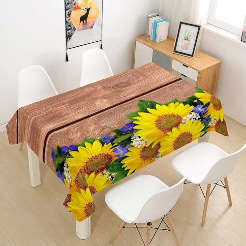 Tischdecke Outdoor Sonnenblume Tischdecken Abwaschbar 3D Vintage Holzbrett Tischdecke Wetterfest Wasserdicht für Party Biertisch, 90x90 cm Q/P1866 Tischdecke Outdoor Sonnenblume Tischdecken Abwaschbar 3D Vintage Holzbrett Tischdecke Wetterfest Wasserdicht für Party Biertisch, 90x90 cm Q/P1866 von Tizhweqo