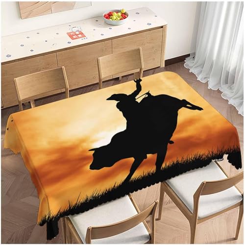 Tischdecke Outdoor Spanien Tischdecken Abwaschbar 3D Stierkampf Tischdecke Wetterfest Wasserdicht für Party Biertisch, 150x150 cm Q/P3785 von Tizhweqo