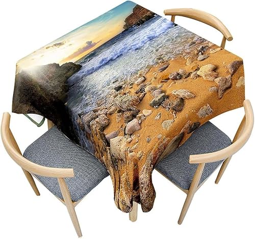 Tischdecke Outdoor Strand Tischdecken Abwaschbar 3D Meerblick Tischdecke Wetterfest Wasserdicht für Party Biertisch, 140x140 cm Q.P2474 Tischdecke Outdoor Strand Tischdecken Abwaschbar 3D Meerblick Tischdecke Wetterfest Wasserdicht für Party Biertisch, 140x140 cm Q.P2474 von Tizhweqo